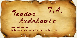 Teodor Avdalović vizit kartica
